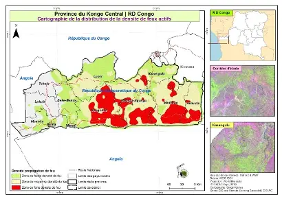 Cartographie de suivi de feux de brousse et des forêts